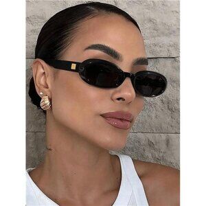 1pc New Small Frame Oval Fashion Glasses, Retro Street Style Versatile